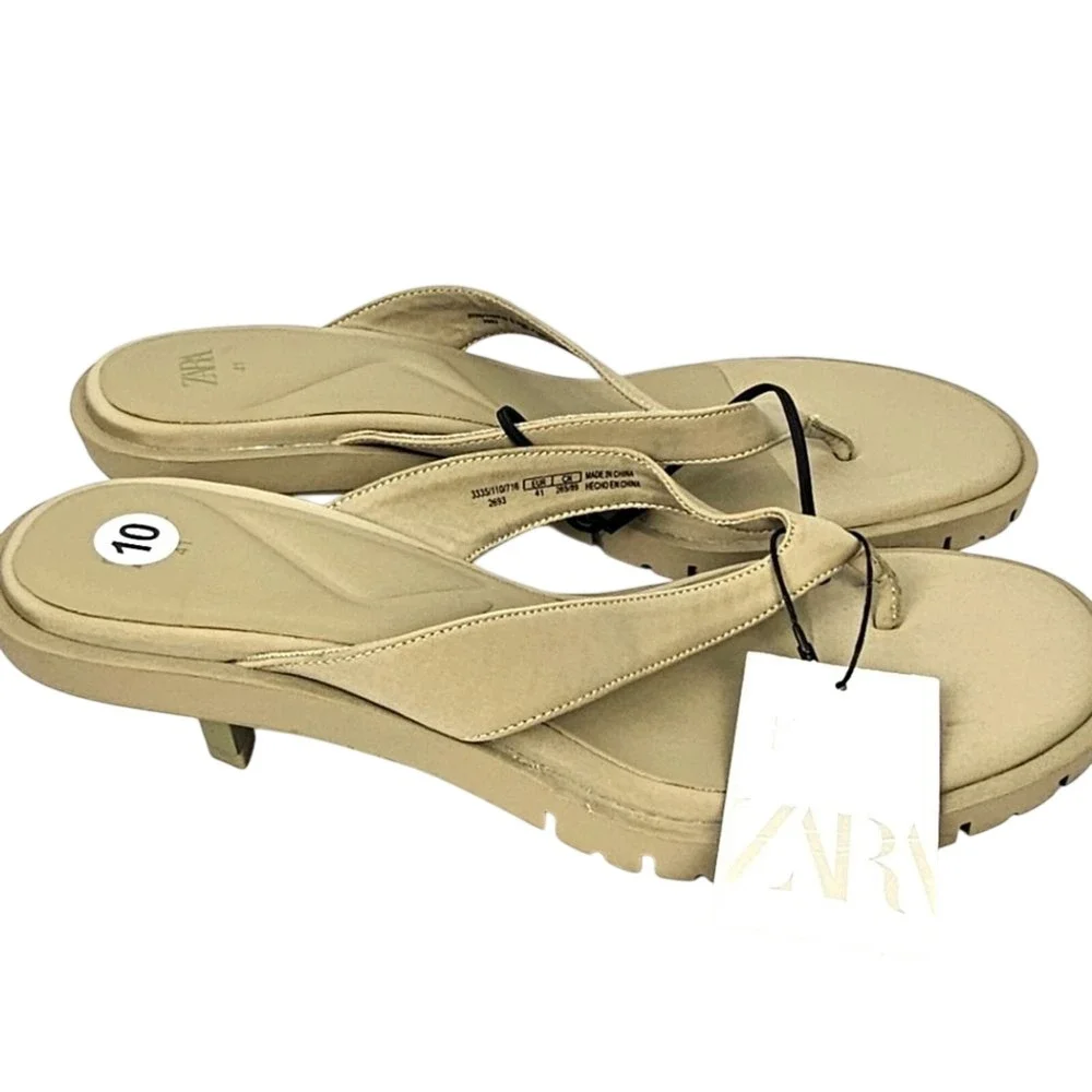 Zara Tan Heeled Sandals Women's Size 10 NWT - Picture 4 of 8